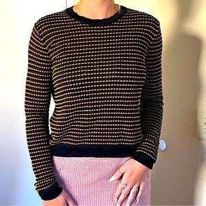 Zara long sleeve. Black and gold striped top. Size L.